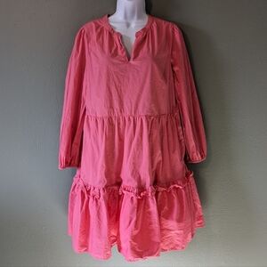 J. Crew Pink Poplin Tiered Midi Dress Size M